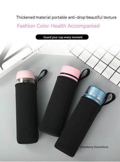 750/1000/1500ML Insulated Sport Water Bottle Case – Black Bottle Carrier, Mug Cup Cover for Outdoor & Gym