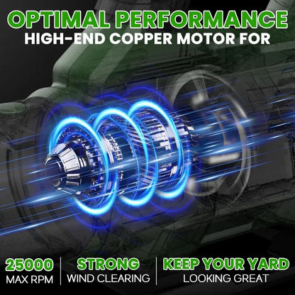 580CFM Electric Leaf Blower with 4.0Ah Battery & Fast Charger – 3-Speed Adjustable, Up to 160MPH Airflow