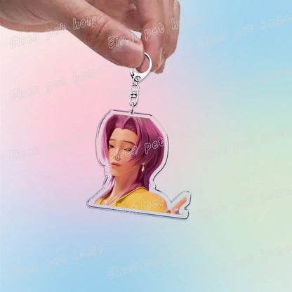 Kpop Demon Hunters Huntrix Saja Boys Keychain Bag Charm Rumi Zoey Jinu Ramen Keyring Fans Gift