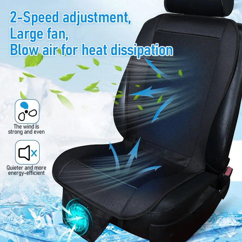 DC 12V 3D Car Seat Cooling Cushion | 8-Fan Ventilated Summer Air Seat for Fast Cooling