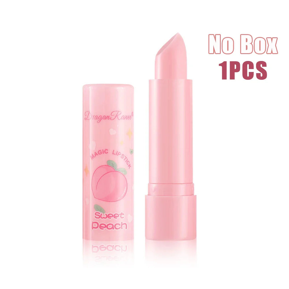 Peach Temperature Change Lip Balm – Clear Crystal Jelly Lipstick Tint, Moisturizing Anti-Dry Hydrating Lip Care
