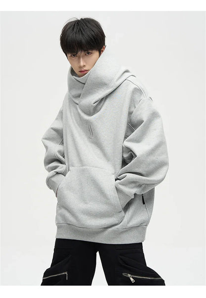 Autumn Ninja Streetwear Turtleneck Hoodie - Men's Embroidered Y2K Vintage Fleece Sweatshirt, Hip Hop Fashion