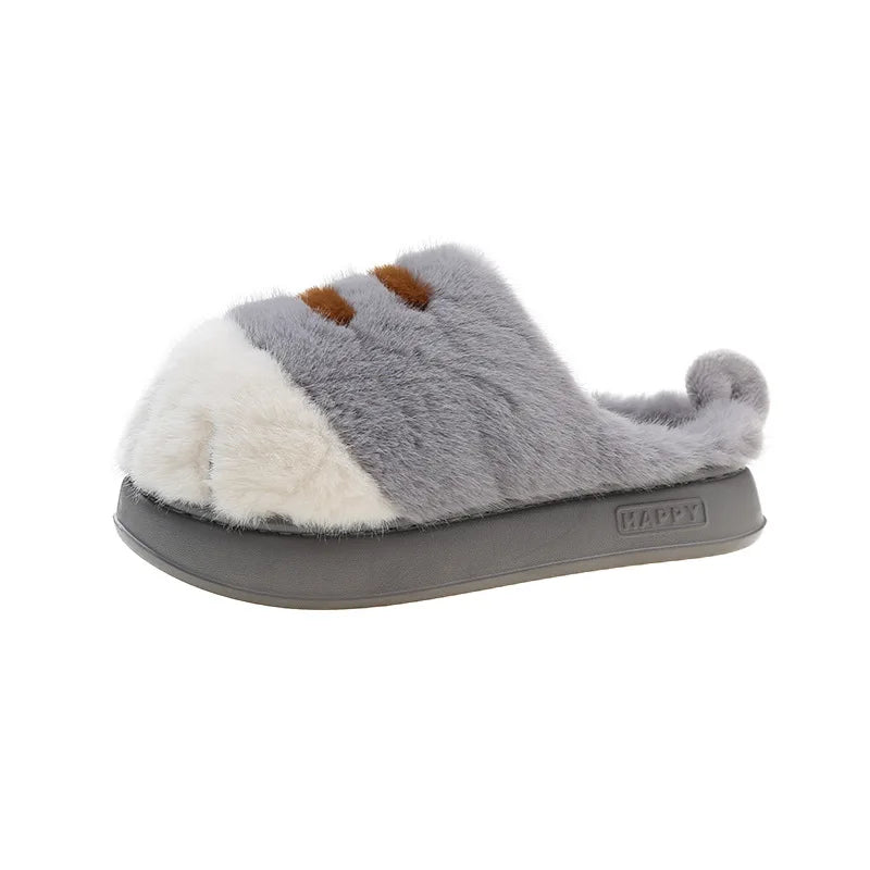Adorable Kitty Claw Slippers for Women – Non-Slip Furry Mules, Warm Fluffy Cat Slides
