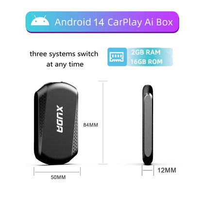 Acodo 2025 Android 14 3-in-1 CarPlay AI Box Wireless Adapter for Android Auto, YouTube & Netflix – Universal Plug and Play TV Box