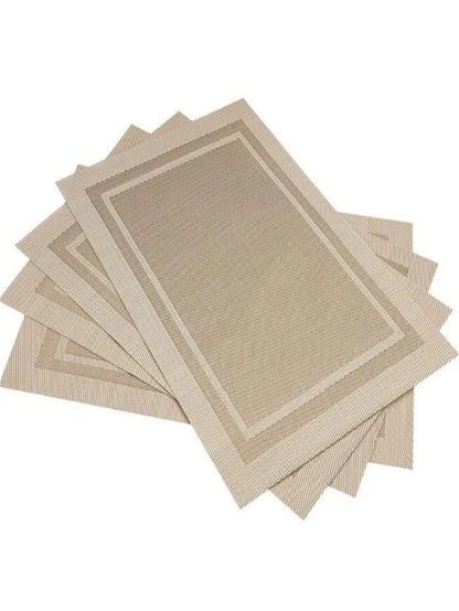 Chinese Style Double Frame PVC Table Mat Set - Thickened Striped Tea Cup & Meal Mats for Bar Counters