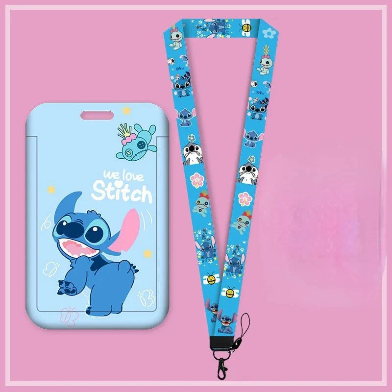 Disney Anime Stitch Badge Holder – Kawaii Card Holder Lanyard for Students, Kids, Campus Neck Strap Gift