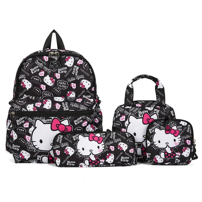 Hello Kitty Sanrio 4-Piece Backpack Set – Includes Pencil Case, Shoulder Bag, Wallet, Kuromi & Melody School Bags
