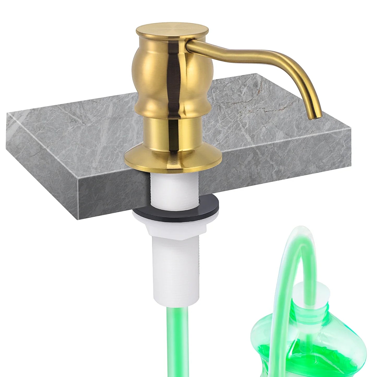 Samodra Liquid Soap Dispenser – Brass Pump Head with Extension Tube, Black Metal Check Valve for Kitchen Accessories