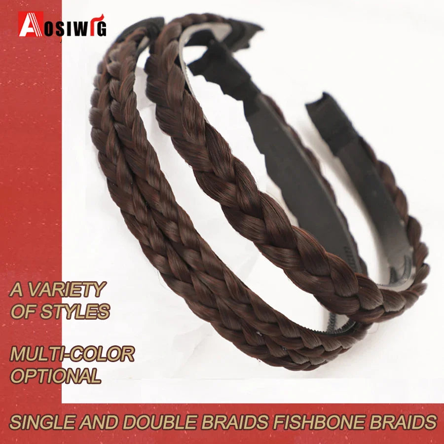 Synthetic Fishbone Braided Headband – Bohemian Plaited Hairpiece for Women Hairstyling