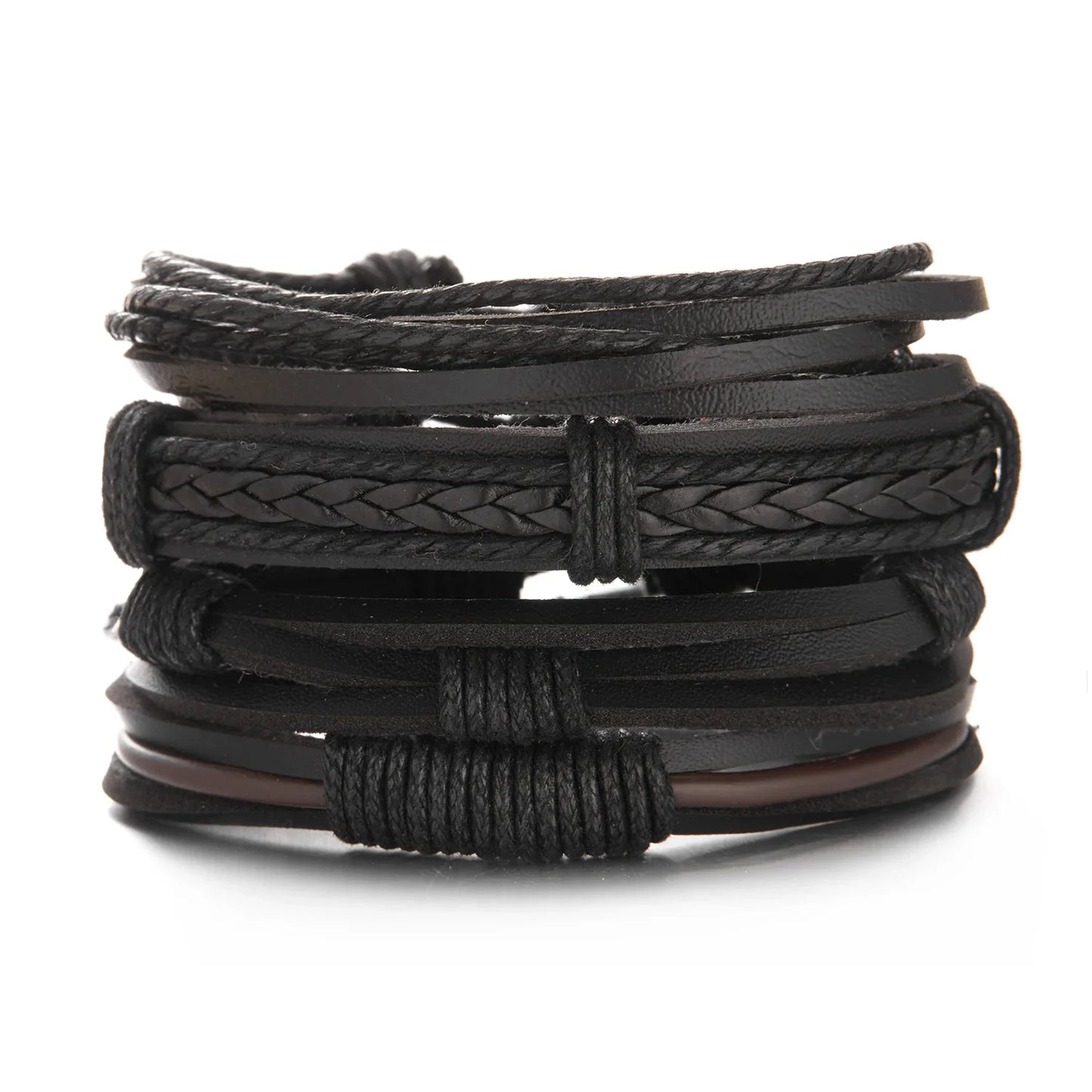 Men's Vintage Multilayer Leather Braid Bracelet - Handmade Star, Leaf & Owl Rope Wrap Bangle, Male Gift Jewelry