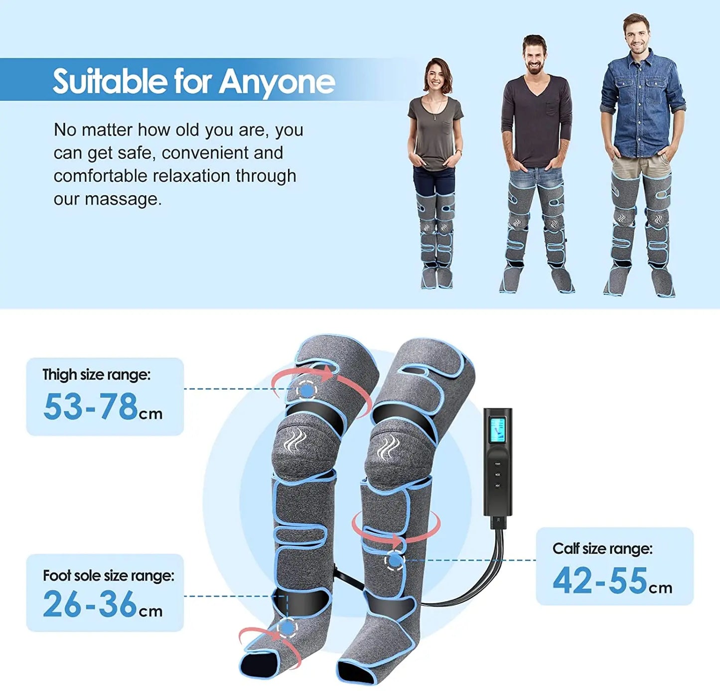 Foot Air Pressure Leg Massager — 360° Circulation & Muscle Relaxation Device for Lymphatic Drainage