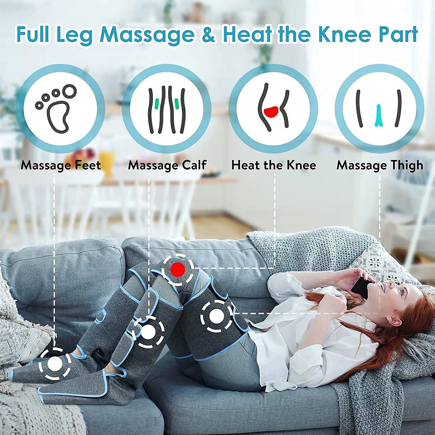 Foot Air Pressure Leg Massager — 360° Circulation & Muscle Relaxation Device for Lymphatic Drainage