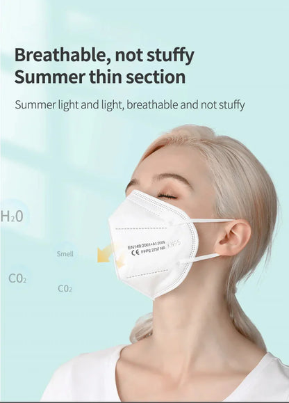 10-200PCS Black KN95 FFP2 Face Masks – CE Certified 5-Layer Non-Woven Reusable Adult Mascarillas