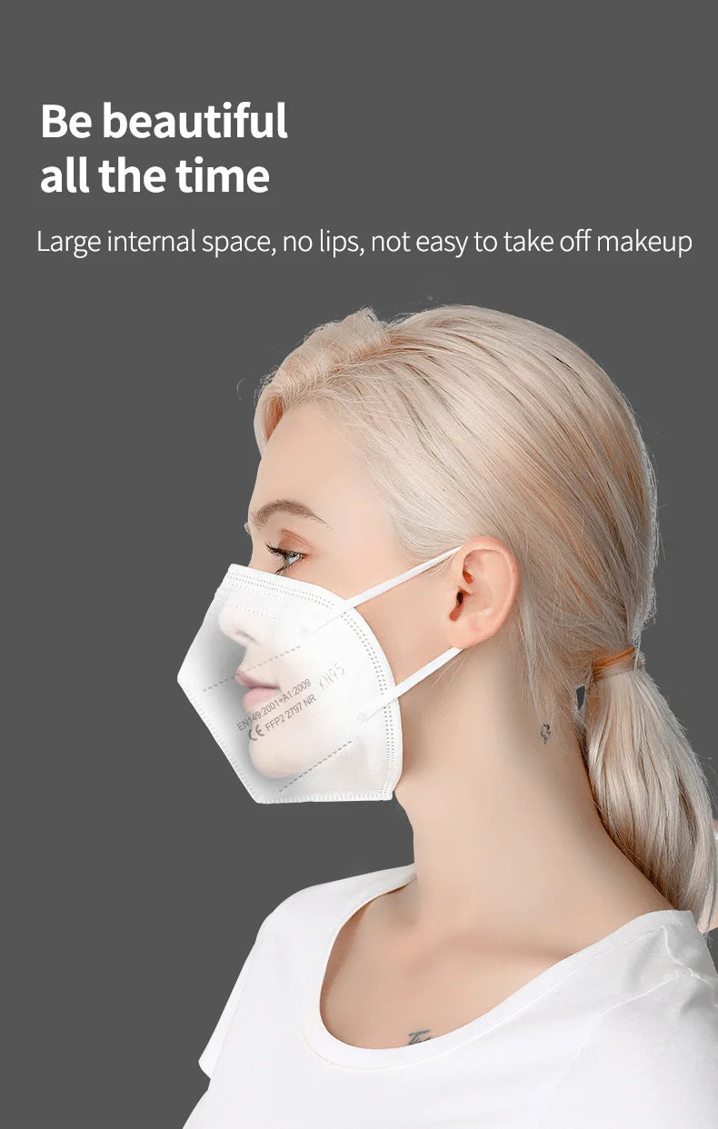 10-200PCS Black KN95 FFP2 Face Masks – CE Certified 5-Layer Non-Woven Reusable Adult Mascarillas