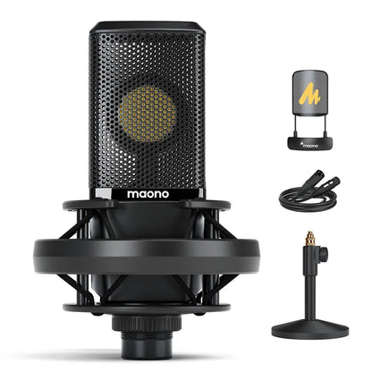 Maono PM500T XLR Condenser Microphone – 34mm Large Diaphragm Cardioid Studio Mic for Recording, Podcasting & Streaming