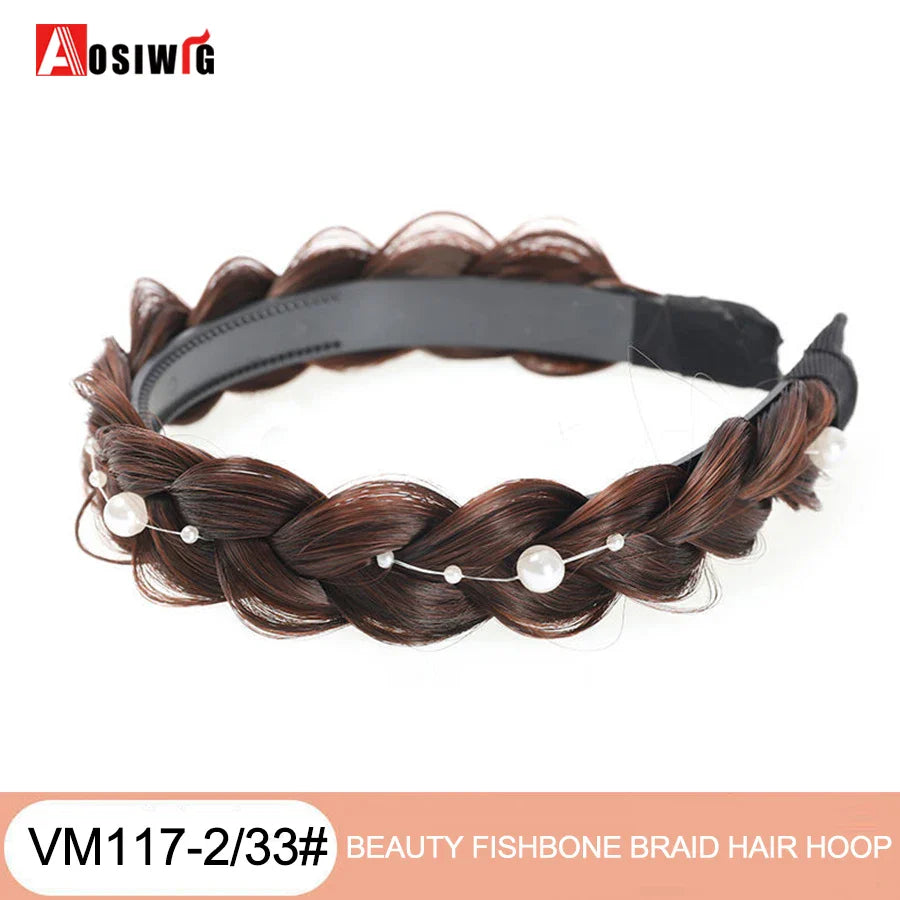 Synthetic Fishbone Braided Headband – Bohemian Plaited Hairpiece for Women Hairstyling