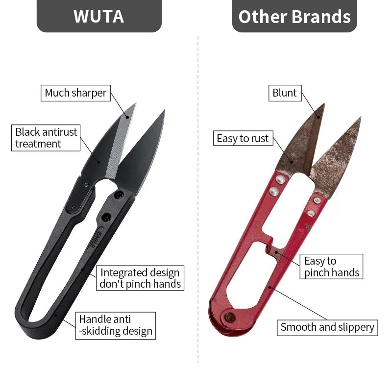 WUTA Antirust Thread Scissors – Professional Tailor U-Shaped Metal Blade Cutter for Sewing & DIY Needlework