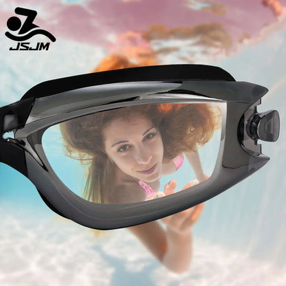 JSJM Professional Adult Swimming Goggles - Anti-Fog UV Protection Lens, Waterproof Adjustable Silicone Swim Glasses for Men and Women