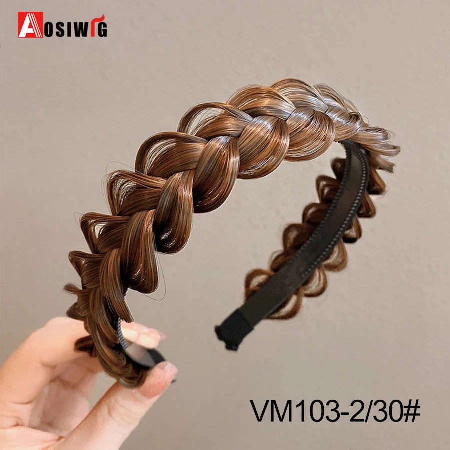 Synthetic Fishbone Braided Headband – Bohemian Plaited Hairpiece for Women Hairstyling
