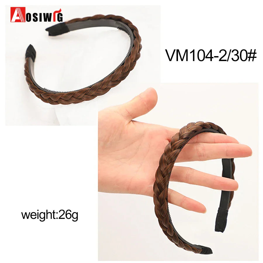 Synthetic Fishbone Braided Headband – Bohemian Plaited Hairpiece for Women Hairstyling