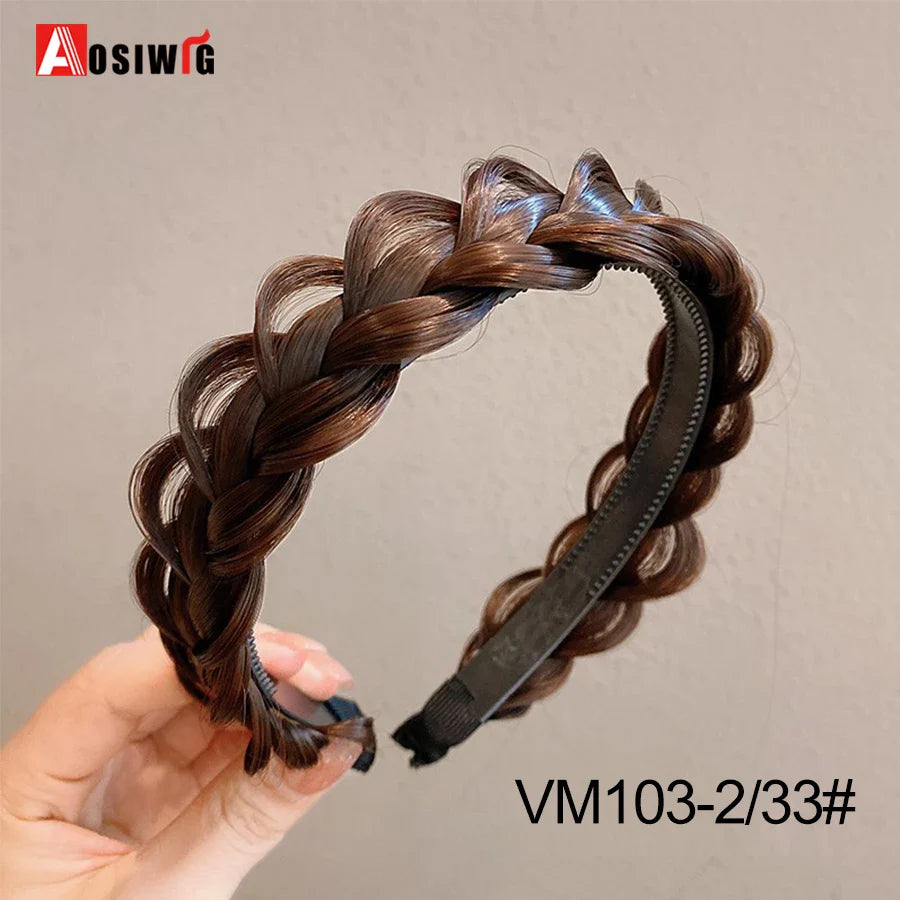 Synthetic Fishbone Braided Headband – Bohemian Plaited Hairpiece for Women Hairstyling