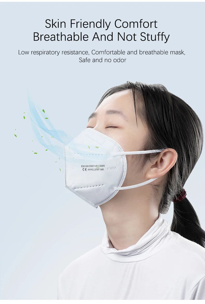10-200PCS Black KN95 FFP2 Face Masks – CE Certified 5-Layer Non-Woven Reusable Adult Mascarillas