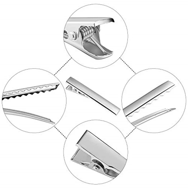 20-50PCS Metal Alligator Hair Clips – Single Prong Duckbill Curl Clips with Teeth for DIY Hair Styling Accessories