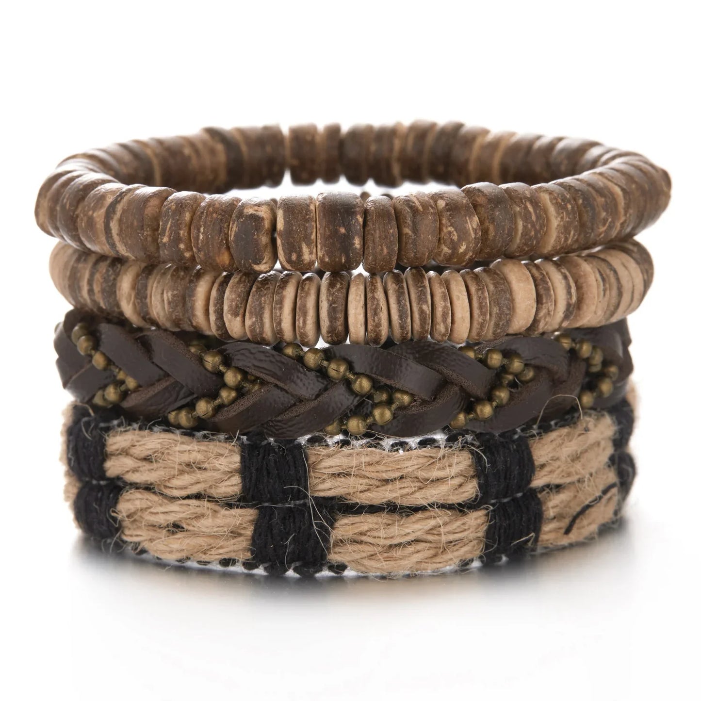 Men's Vintage Multilayer Leather Braid Bracelet - Handmade Star, Leaf & Owl Rope Wrap Bangle, Male Gift Jewelry