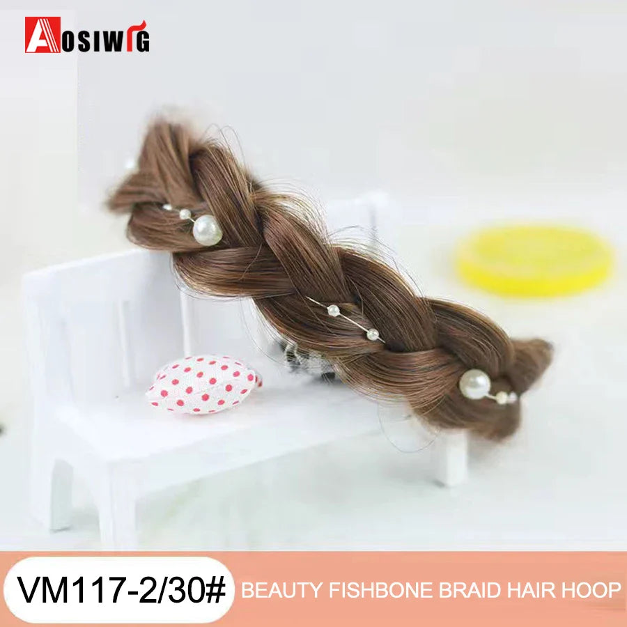 Synthetic Fishbone Braided Headband – Bohemian Plaited Hairpiece for Women Hairstyling