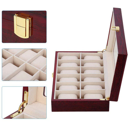 Luxury Wooden Watch Box Organizer – 1/2/3/5/6/10/12 Grid Slots Display Case for Men & Women Watches Jewelry
