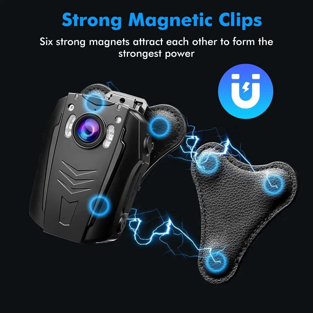BOBLOV Magnetic Body Camera Mount - Universal Strong Magnet Suction Back Clip Compatible with KJ21, N9 & Other Body Cameras