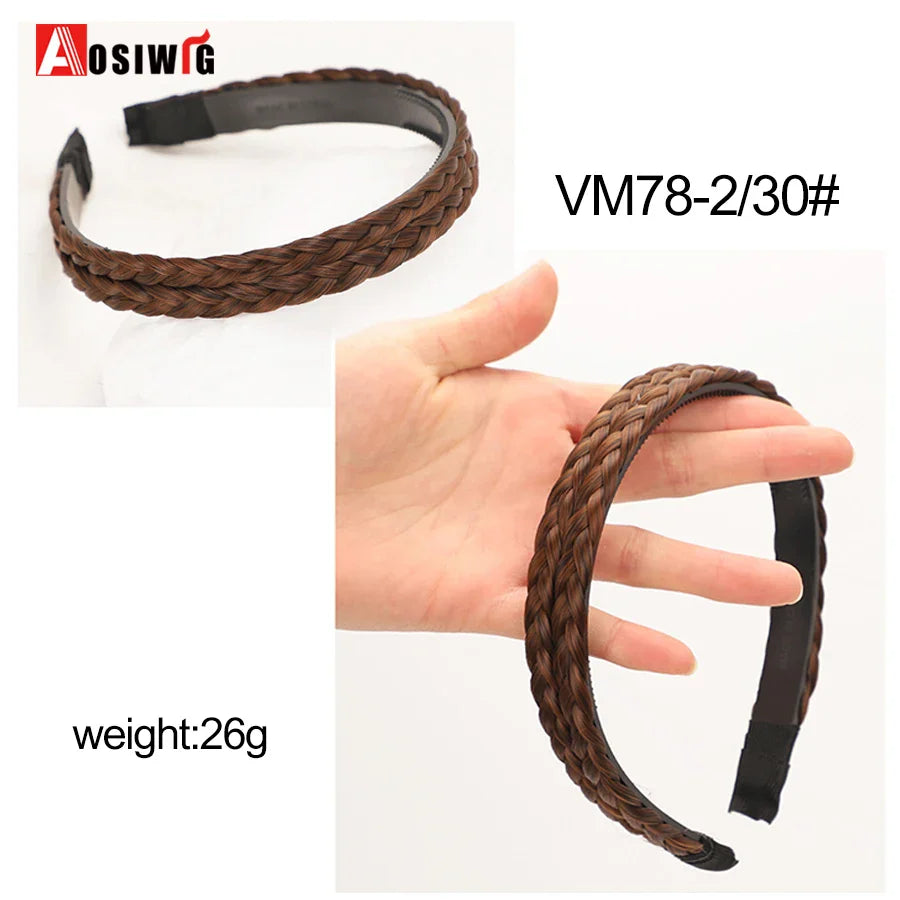 Synthetic Fishbone Braided Headband – Bohemian Plaited Hairpiece for Women Hairstyling