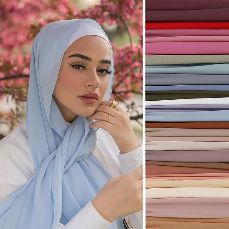Premium Chiffon Hijab Scarf for Women: Turban Veil Shawl - Muslim Hijabs, Accessory for Veils - Ramadan Collection