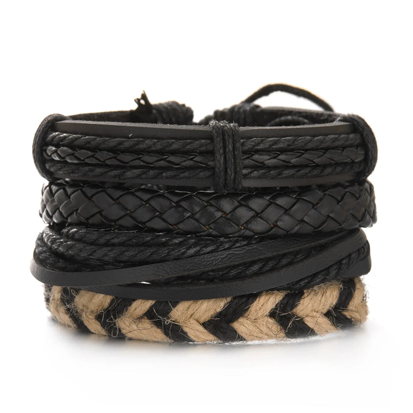Men's Vintage Multilayer Leather Braid Bracelet - Handmade Star, Leaf & Owl Rope Wrap Bangle, Male Gift Jewelry