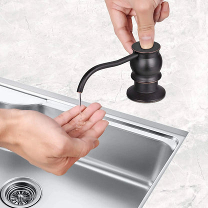 Samodra Liquid Soap Dispenser – Brass Pump Head with Extension Tube, Black Metal Check Valve for Kitchen Accessories