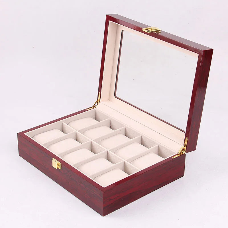 Luxury Wooden Watch Box — 1/2/3/5/6/10/12 Grid Organizer & Holder for Men’s and Women’s Watches, Jewelry Display
