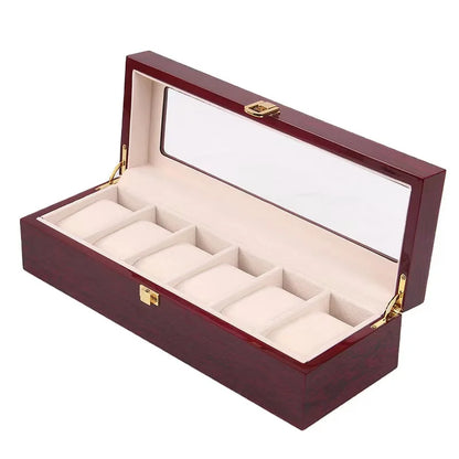 Luxury Wooden Watch Box Organizer – 1/2/3/5/6/10/12 Grid Slots Display Case for Men & Women Watches Jewelry