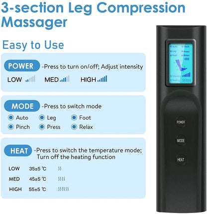 Foot Air Pressure Leg Massager — 360° Circulation & Muscle Relaxation Device for Lymphatic Drainage