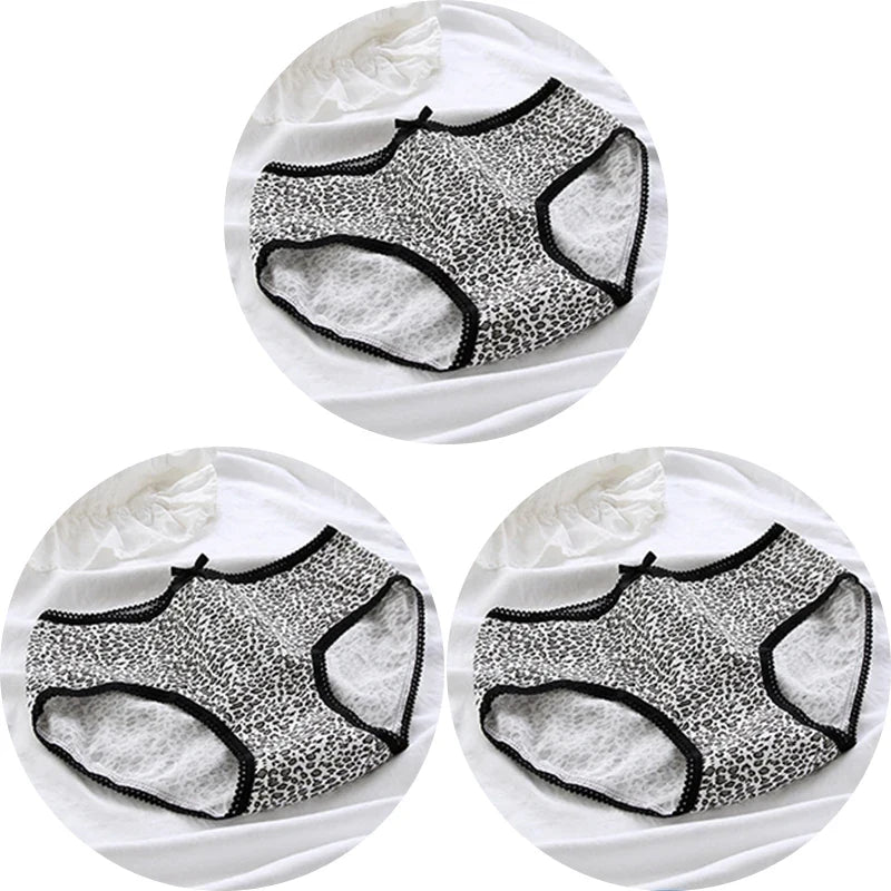 3 Pcs Women’s Cotton Panties Set - Seamless Soft Mid-Waist Black Briefs Skin-Friendly Female Lingerie Underwear