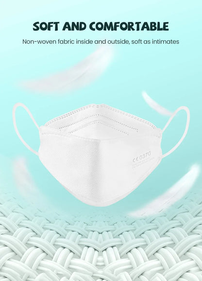 10-200PCS Kids KN95 FFP2 Face Masks — 4-Layer Protective Dustproof Masks for Boys & Girls Ages 6-14