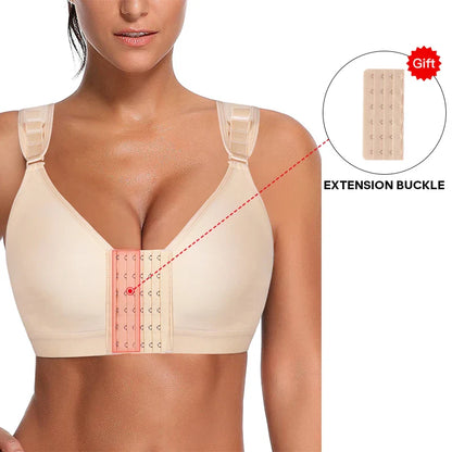 Burvogue Women’s Seamless Padded Push-Up Bra – Front Closure, Adjustable Sports & Post-Surgery Underwear