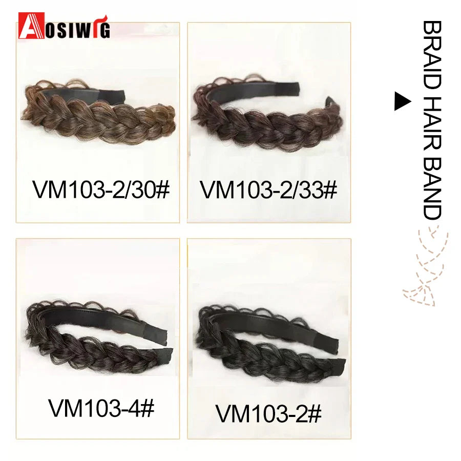 Synthetic Fishbone Braided Headband – Bohemian Plaited Hairpiece for Women Hairstyling