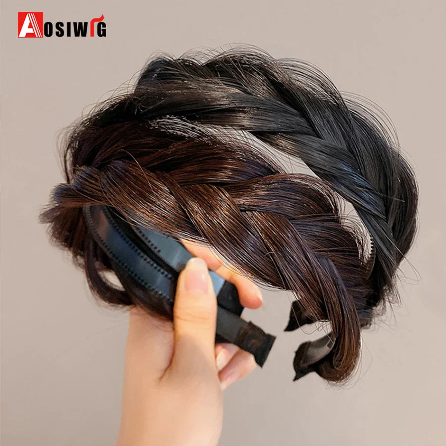 Synthetic Fishbone Braided Headband – Bohemian Plaited Hairpiece for Women Hairstyling