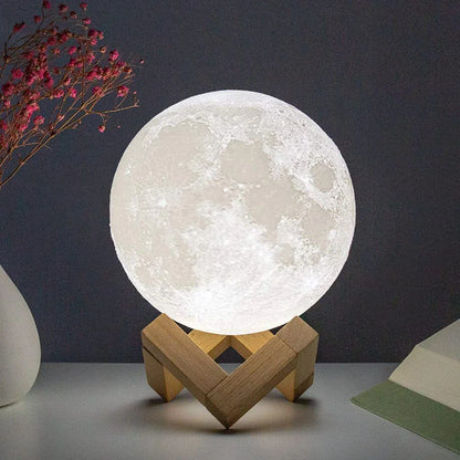 8cm Moon Lamp LED Night Light: Battery-Powered with Stand, Starry Lamp for Bedroom Decor - Kids Gift Night Light Moon Lamp