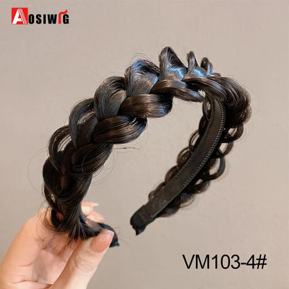 Synthetic Fishbone Braided Headband – Bohemian Plaited Hairpiece for Women Hairstyling