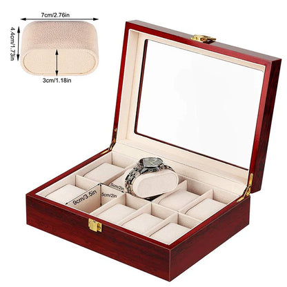 Luxury Wooden Watch Box Organizer – 1/2/3/5/6/10/12 Grid Slots Display Case for Men & Women Watches Jewelry