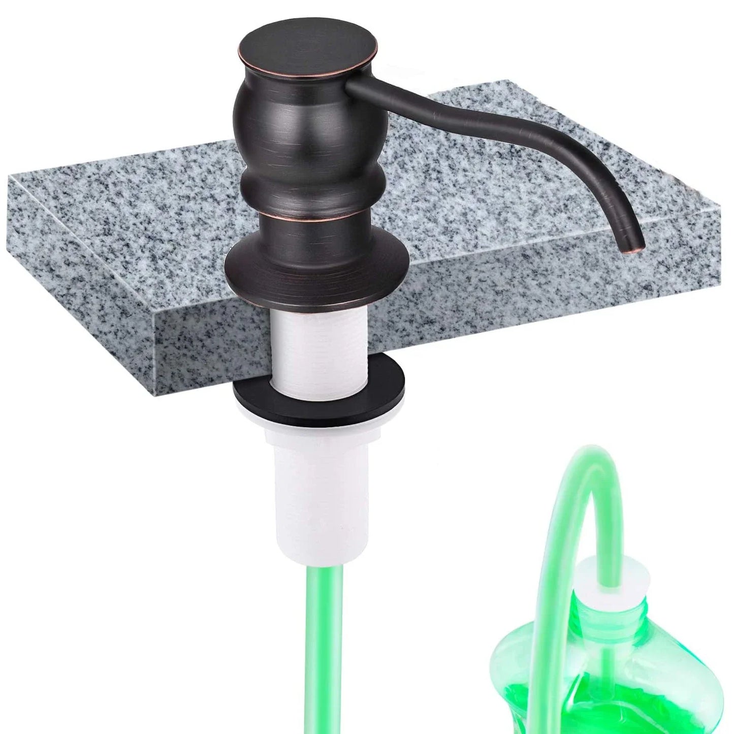 Samodra Liquid Soap Dispenser – Brass Pump Head with Extension Tube, Black Metal Check Valve for Kitchen Accessories