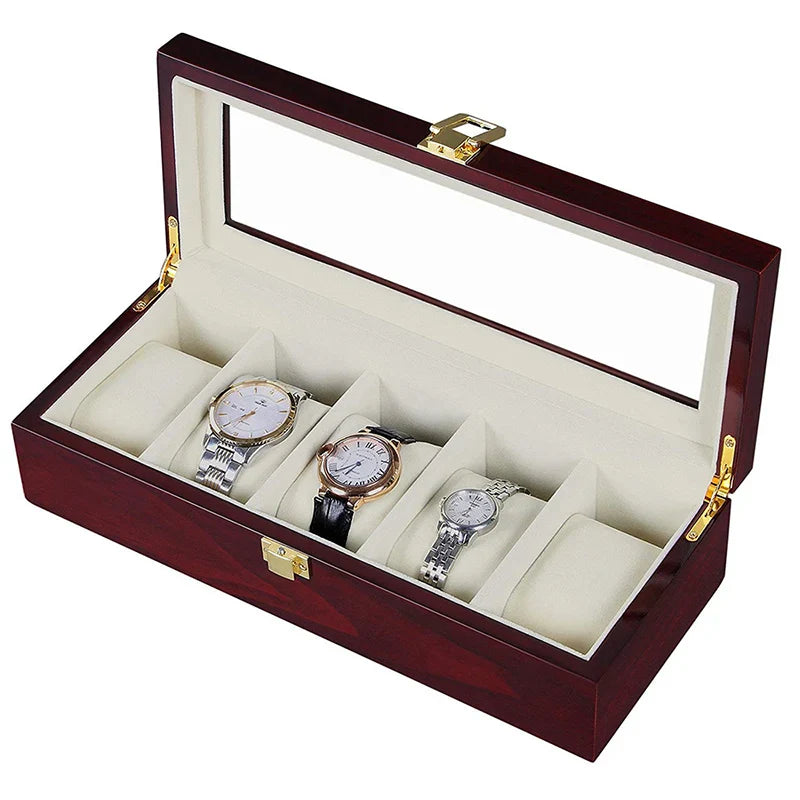 Luxury Wooden Watch Box — 1/2/3/5/6/10/12 Grid Organizer & Holder for Men’s and Women’s Watches, Jewelry Display