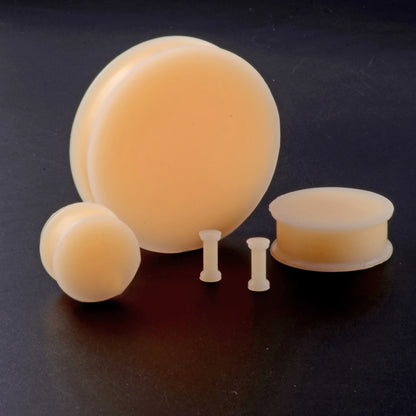 Pair of Flesh Silicone Double Flare Ear Plugs – Large Gauge Ear Expander Piercings, 3mm-50mm