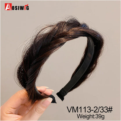 Synthetic Fishbone Braided Headband – Bohemian Plaited Hairpiece for Women Hairstyling